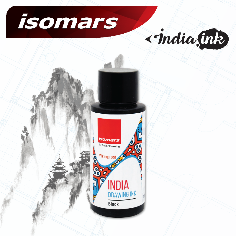 Isomars Indian Waterproof Drawing Ink 30ml (Black) - Prime Art